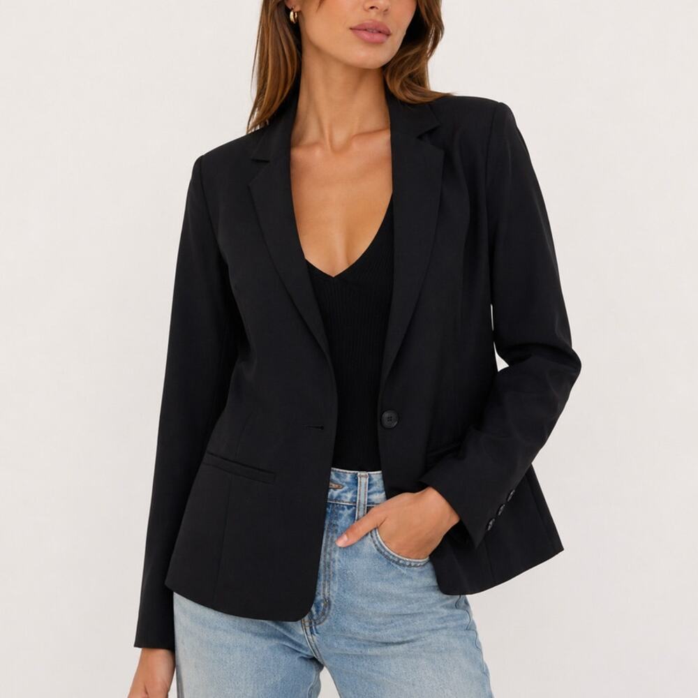Gestuz Thea Black Tailored Single Button Blazer Size EU 38